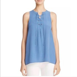 Joie Deasia Lace Up Silk Tank in Sailor Blue